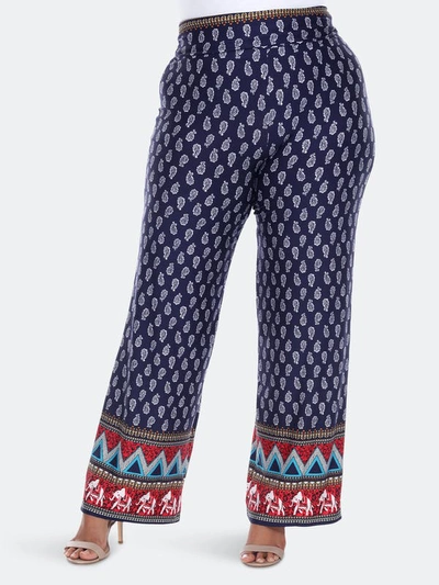 White Mark Plus Size Printed Palazzo Pants In Blue