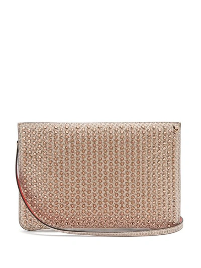 Christian Louboutin Loubiclutch Quadro Leather Crossbody Clutch - Beige In Pink/purple