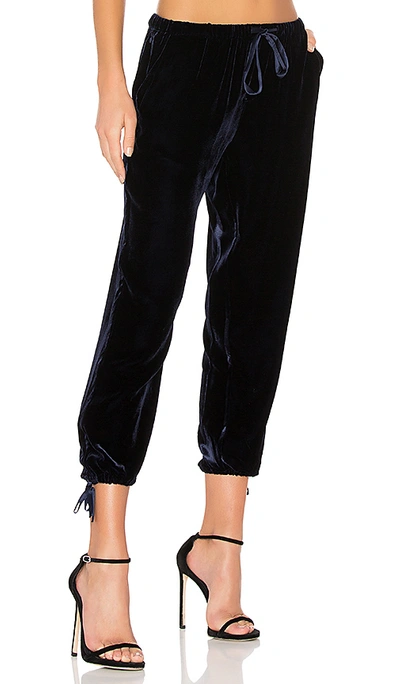 Joie Woman Dyre Cropped Velvet Tapered Pants Black In Navy