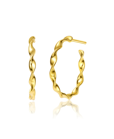 Rachel Glauber 14k Gold Plated Open Hoop Earrings In Gold-tone