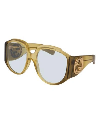 Gucci Oversized Square Gg Sunglasses In Brown Pattern