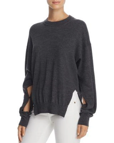 Alexander Wang T Twisted Sleeve Wool Sweater In Charcoal