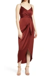 Shona Joy Luxe Tie Front Cocktail Dress In Sangria