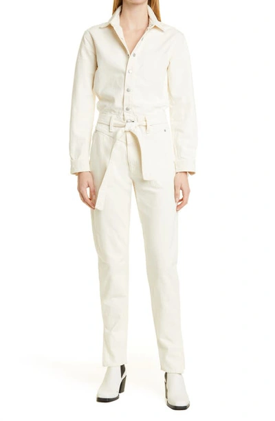 Rag & Bone Mia Tie Waist Jumpsuit In Ecru