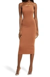 Good American Spaghetti Scuba Midi Dress In Rust001