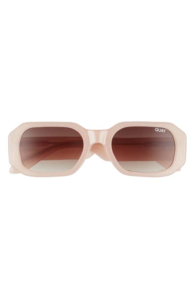 Quay 44mm Hyped Up Square Sunglasses In Pink / Brown