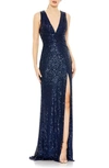 Mac Duggal Sparkle Sequin Sheath Gown In Midnight