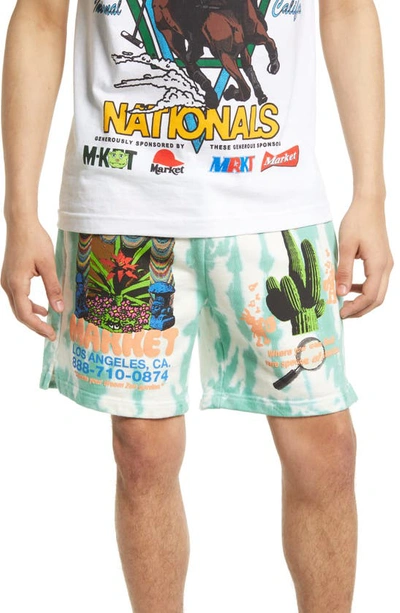 Market Growth  Tie-dye Sweatshorts Man Shorts & Bermuda Shorts Green Size L Cotton