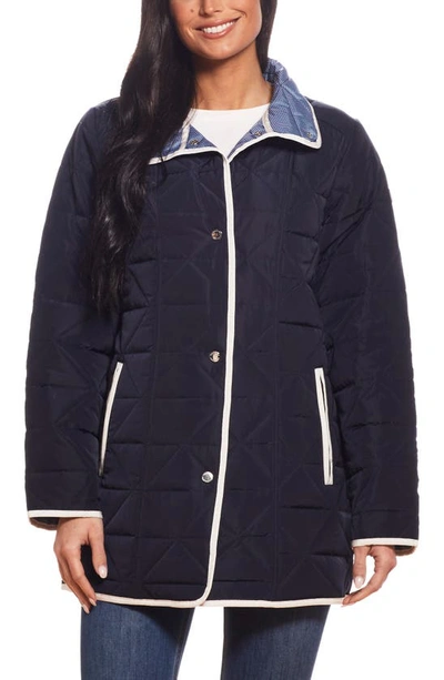 Gallery Quilted Water Resistant Jacket In Ink Navy