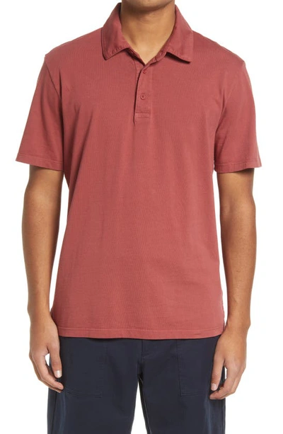 Vince Regular Fit Garment Dyed Cotton Polo Shirt In Washed Wild Barberry