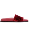 Fendi Velvet Slides In Red