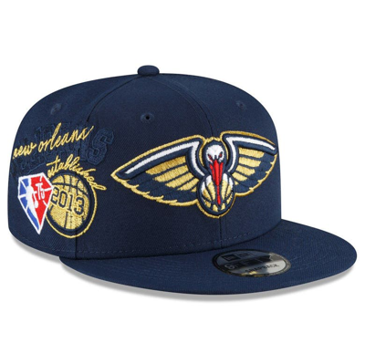 New Era Men's  Navy New Orleans Pelicans Back Half 9fifty Snapback Adjustable Hat