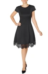 Donna Ricco Sleeveless Lace Hem Fit And Flare Dress In Black
