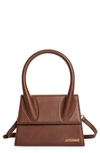 Jacquemus Le Grand Chiquito Leather Top Handle Bag In Dark Brown