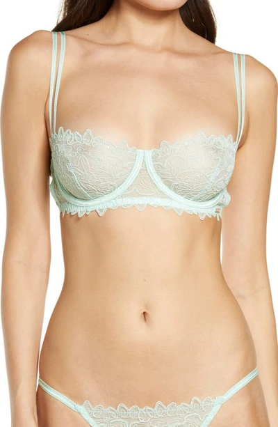 Bluebella Audrey Sheer Lace Non Padded Balcony Bra In Mint-green