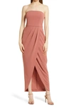 Wayf The Angelique Strapless Tulip Gown In Grapefruit