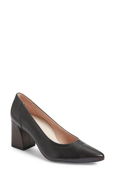 Paul Green Kami Pointed Toe Pump In Black Leather