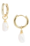 Kendra Scott Willa Baroque Pearl Huggie Earrings In Gold White Pearl