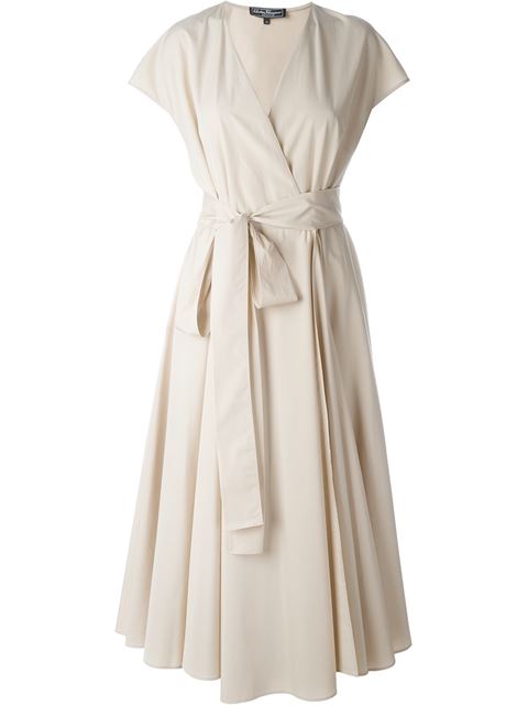 Salvatore Ferragamo Wrap Belted Dress | ModeSens