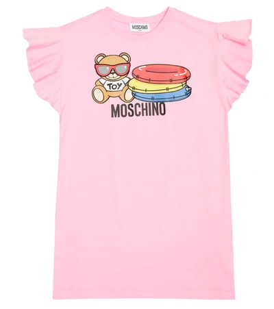 Moschino Kids' Printed Cotton-blend Dress In Sweet Pink