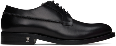 Burberry Tb-logo Leather Derby Shoes In Black