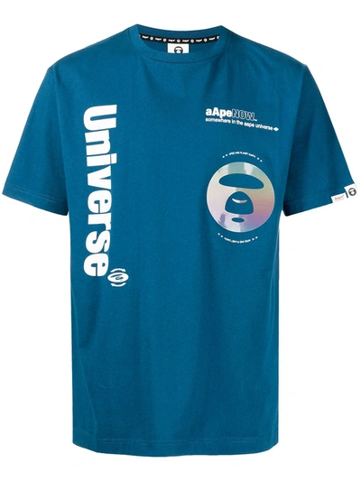 Aape By A Bathing Ape Logo-print Short-sleeved T-shirt In Blue