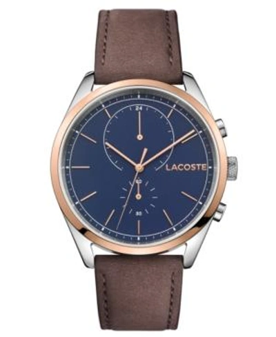 Lacoste Men's Chronograph San Diego Brown Leather Strap Watch 44mm