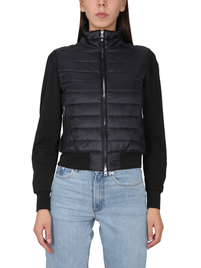 Parajumpers Rosy Mixed Media Puffer Jacket In Black