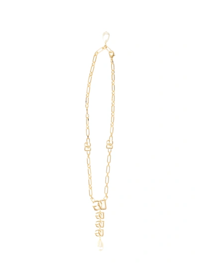 Dolce & Gabbana Dg Logo Pendant And Pearl Necklace In Oro