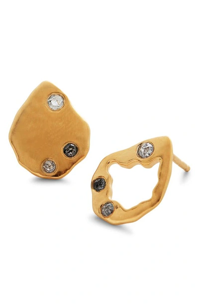 Monica Vinader Galaxy Diamond Mismatched Stud Earrings In Gp