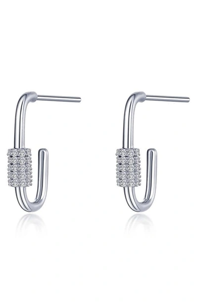 Lafonn Pavé Simulated Diamond Paper Clip Hoop Earrings In White