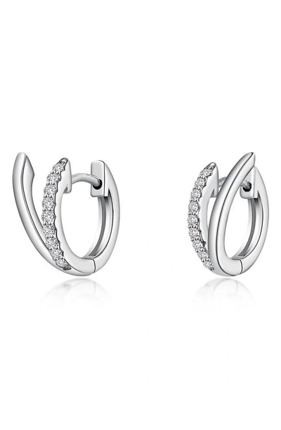 Lafonn A V-shaped Huggie Hoop Earrings In White