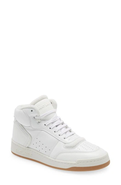 Saint Laurent Women's Sl/80 Leather High-top Sneakers In White