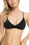 Roxy Beach Classics Strappy Athletic Triangle Bikini Top In Anthracite