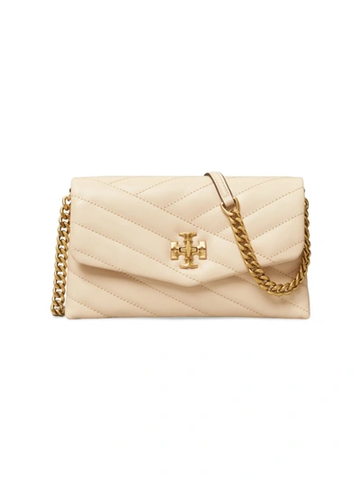 Tory Burch Kira Chevron Quilted Leather Wallet On A Chain In New Cream