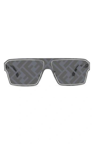 Fendi Fragment 142mm Shield Sunglasses In Shiny Pall