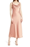 Wayf The Beverly Cowl Neck Midi Dress In Putty