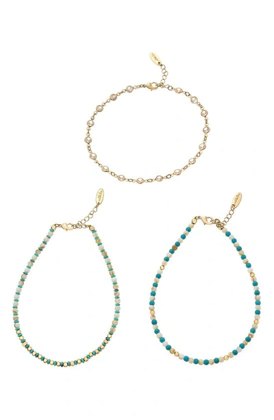 Ettika Set Of 3 Anklets In Gold