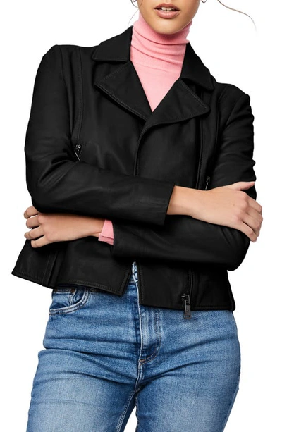 Bernardo Leather Moto Jacket In Black