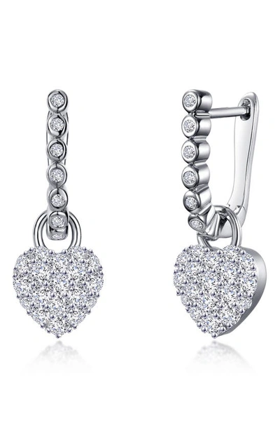 Lafonn Simulated Diamond Heart Huggie Earrings In White