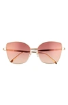 Cartier 59mm Cat Eye Sunglasses In 001 Golden/grey