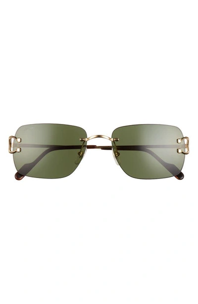 Cartier 59mm Rimless Rectangular Sunglasses In Gold