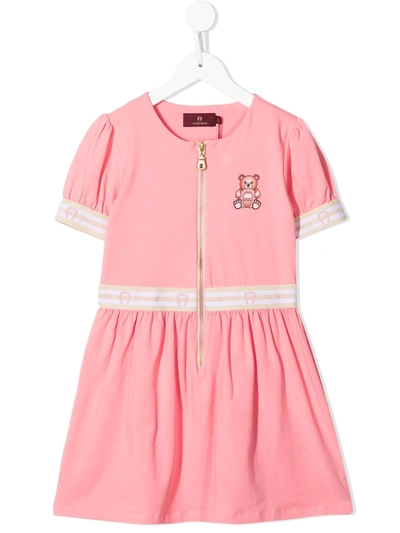 Aigner Kids' Chest Teddy-bear Print Dress In Pink
