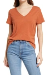 Madewell Whisper Cotton V-neck T-shirt In Afterglow Red