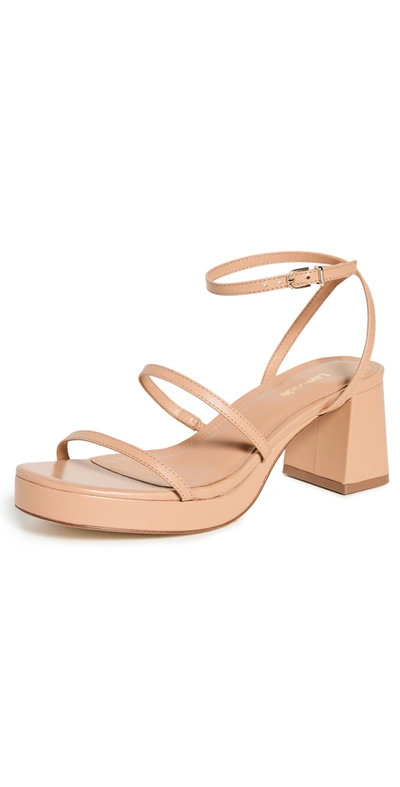 Larroude Gio Leather Strappy Sandals In Tan