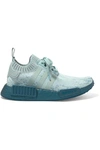 Adidas Originals Nmd R1 Rubber-trimmed Primeknit Sneakers In Gray Green