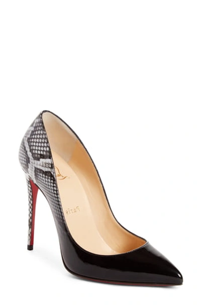 Christian Louboutin Pigalle Follies Ombre Snake-print Red Sole Pump In Black/ White
