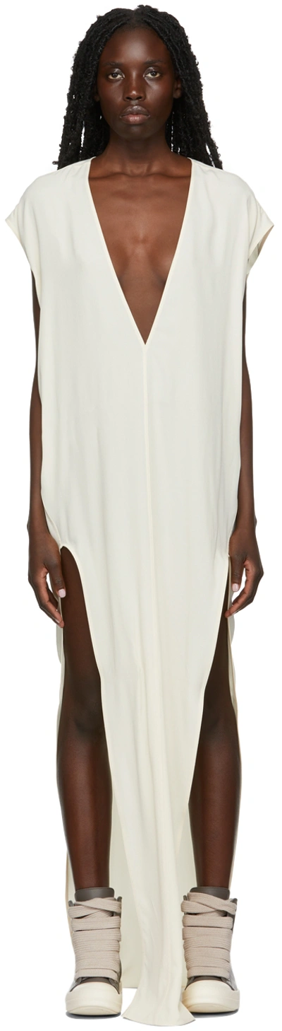 Rick Owens Off-white Silk Arrowhead Gown Dress In 21 Natural