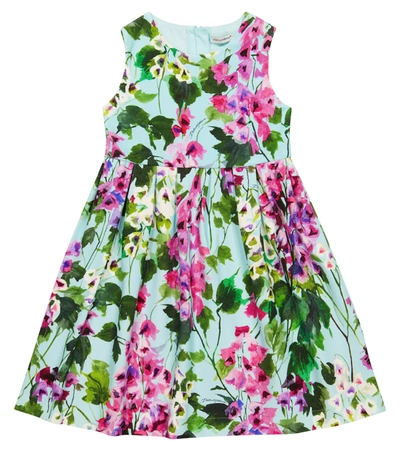 Dolce & Gabbana Babies' Floral Cotton-blend Dress In Multicolor 