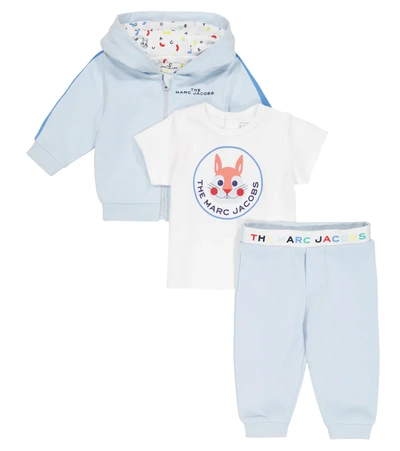 Marc Jacobs Baby Tracksuit And T-shirt Set In Pale Blue